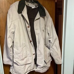 L L Bean Men's Cream Jacket with Collar And Liner